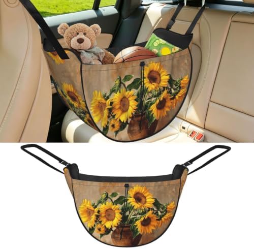 Sunflower Pattern Car Seat Organizer-Backseat Storage Bag for Travel