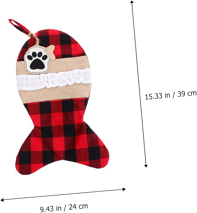 SOLUSTRE 1pc Christmas Bag for Pets Festive Stockings Pouch Storage for Candy Snacks Toys Plaid Design Holiday Decoration for Christmas Parties