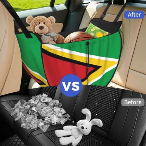 Flag of Guyana Car Seat Organizer-Backseat Storage Bag for Travel | Waterproof Durable. Holds Snacks Gear Essentials. Fits Most Cars.