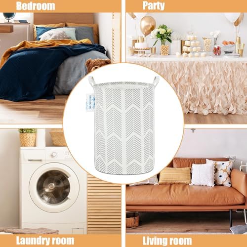 Round Laundry Basket Collapsible Storage Hamper Organizer Arrowhead | Waterproof Canvas Foldable Baskets with sturdy Handles Multi-scene Organizer for Home Play Bedroom Gift Bin