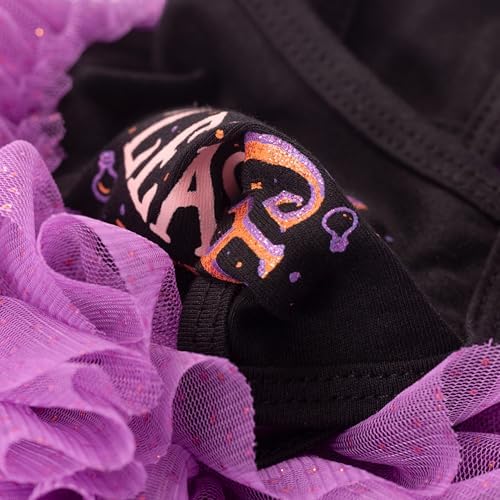 Fitwarm Witch Please Halloween Dog Tutu Dress, Funny Halloween Costumes for Small Girl Dogs, Pet Outfit, Black, Purple, XXS