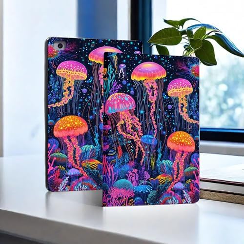 for Microsoft Surface Pro 8-13" 2021 Tablet Case,Auto Wake/Sleep,Adjustable Stand Protective Cover - Neon Jellyfish