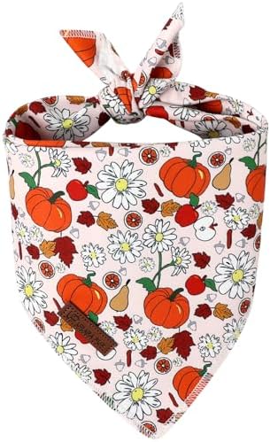 Pet Collar-Autumn Daisy Dog Collars-Pink Grid Puppy Collar-Adjustable, Sturdy & Cute Girl Boy Dog Collars for Outdoor Fun