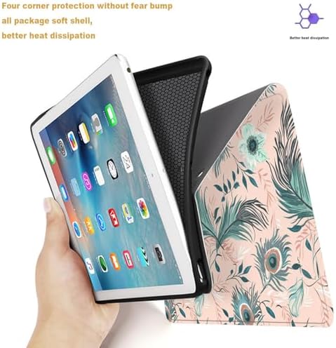 Tablet Case for iPad mini 6 Case 8.3 Inch 2021,Shockproof Protective Cover with Stand,Auto Wake/Sleep,Peacock Feather Flower