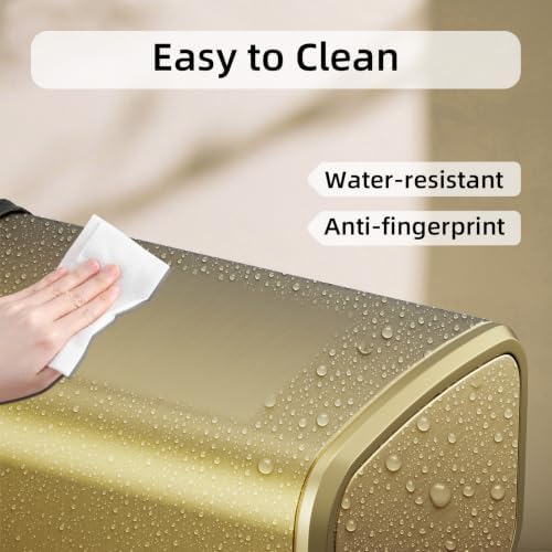 8L/2.1 Gallon Small Bathroom Trash Can with Lid, Swing-Top Rectangular Waste Bin, Stainless Steel Garbage Can for Home, Office, Toilet, Bedroom, Living-Room (Gold)