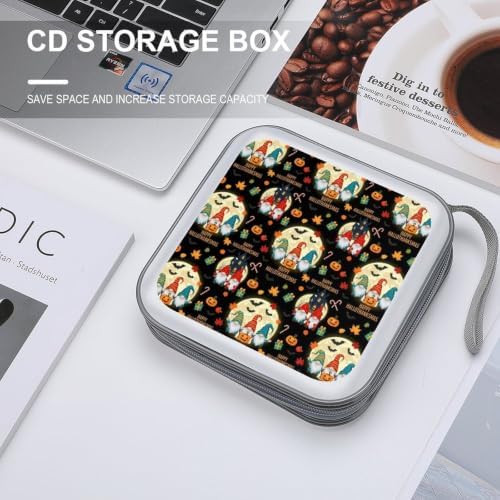 40 Capacity CD DVD Case Wallet Christmas Gnomes CD Holder Storage | Christmas Gnomes Hard Shell Sturdy Disc Storage Organizer Binder, Zipper Closure, Hand Strap