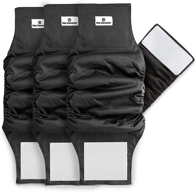 PET Parents Washable Belly Band Male Dog Diapers, Dog Wraps and EXTENDRS, Black, X-Large: 2