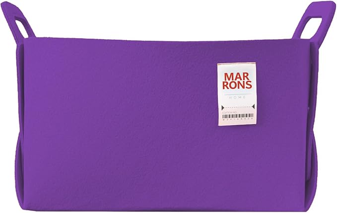 Collapsible Felt PURPLE Storage Bin Large 14.6"x9.4"x9.4" – Foldable Basket with Handles for Closet, Laundry Room Organization, Storage, Decorative Storage Bins for Shelves, Nursery