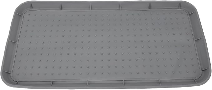 Asixxsix Silicone Boot Tray, 30x15 inch Non Slip Shoe Tray with Raised Edge, Pet Feeding Mat Sink Protector, Heavy Duty Boot Mat for Entryway Shoe Storage Indoor Outdoor Use (Gray)