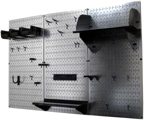Wall Control Pegboard Organizer 4 ft. Metal Pegboard Standard Tool Storage Kit with Galvanized Toolboard and Black Accessories