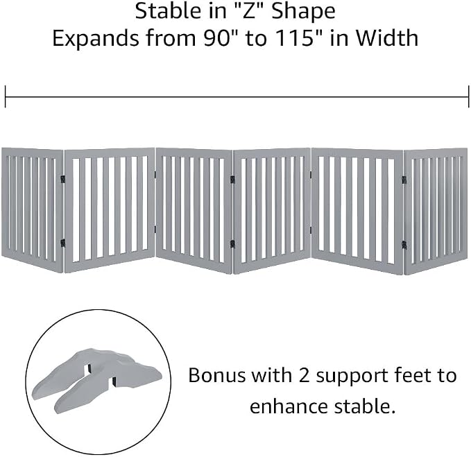 unipaws 120" Extra Wide Pet Gate and Pet Playpen Combination for Dog Cat | 24” Height Free Standing Dog Gate for Doorways, Stairs, Foldable Puppy & Room Divider, Indoor Use