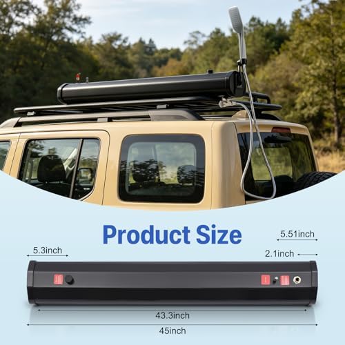 5.28 Gallon Pressurized Water Tank,Portable Car Camping Shower Water Storage Roof Rack Mounted Solar Shower or Overland Off-Road Vehicles, Pick-up Truck,Outdoor Activities Water Supply, RV, Camping