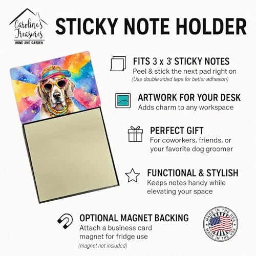 Caroline's Treasures Weimaraner Hippie Dawg Sticky Note Holder Refillable Dispenser Self-Sticky Note Pads, Memo Pads Blank Desk Accessories