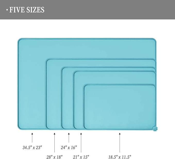 Reopet Waterproof Pet Feeding Mat, Non-Slip Silicone Placemats for Dog Cat Food and Water Bowl, High Raised Edges to Prevent Spills and Protect Floors