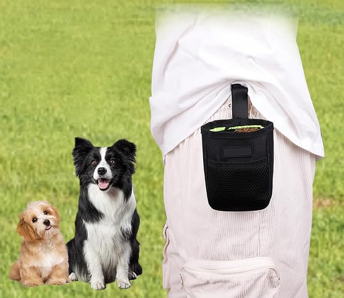 ITODA Dog Treats Training Pouch Waist Bag, Hands-Free Pet Animal Walking Snack Kibble Belt Clip Container Portable Storage Outdoor Food Holder for Small Medium Puppy Doggie