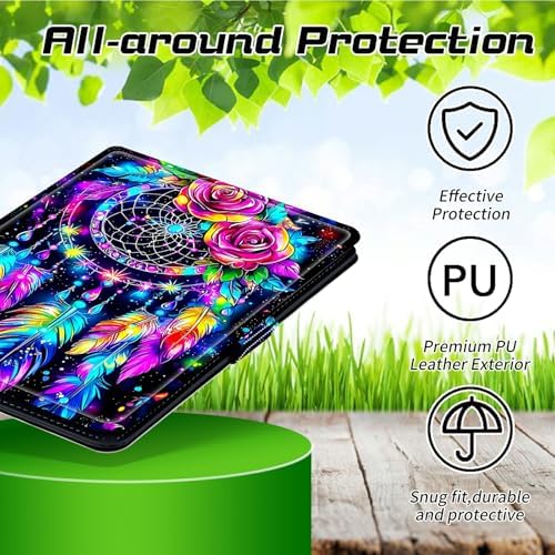 Universal Case for T-Mobile Revvl Tab 2 10.1" Model:9185W 2025/Revvl Tab 5G 10.36" 2023, 360 Degree Rotating Kickstand Protective Stand Shell Cover for 9"-10.5", Artistic Dreamcatcher