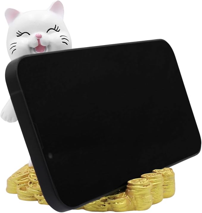 Cute Cat Phone Holder Desk Ornament Kawaii Phone Stand Universal Desk Phone Stand for All Mobile Smartphones Tablets
