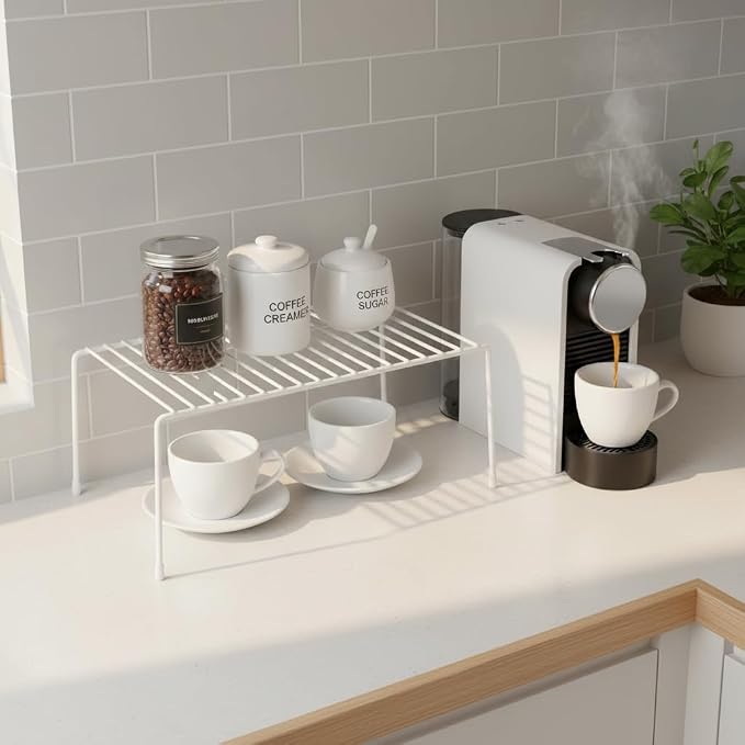 6-Pack Medium (13x8.5inch) Kitchen Organizer Rack, Kitchen Shelves for Spice Organization for Cabinet, Pantry Organizers and Storage, Spice Rack, Desk Organizer, White
