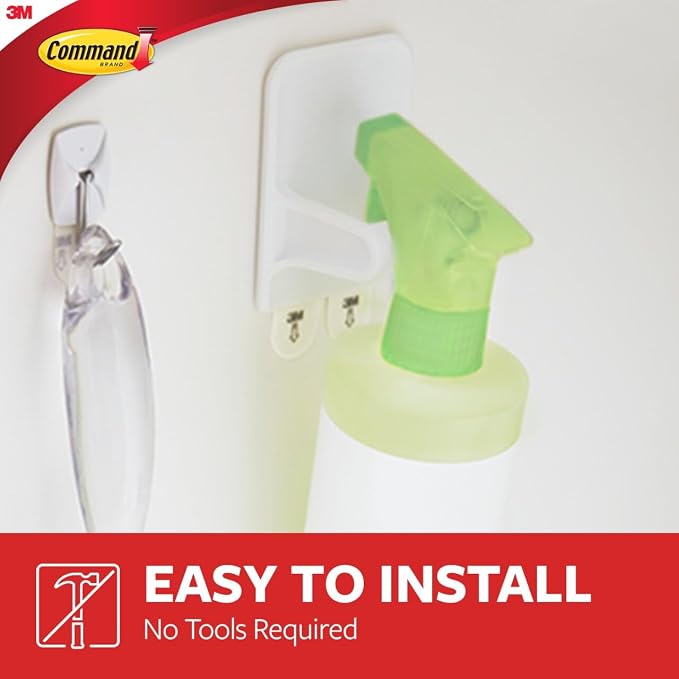 Command Spray Bottle Hangers, Holds up to 32 fl oz, 2 Hangers with 4 Strips, Damage-Free Spray Bottle Holder Wall Mount to Cabinet, Kitchen, or Under Sink (Pack of 6)