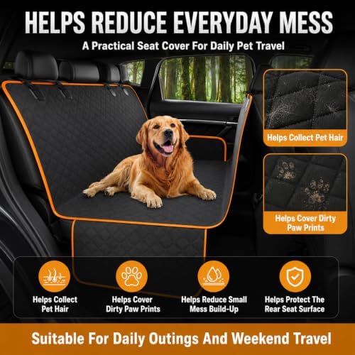 Dog Car Seat Cover for VW Caddy Transporter Crafter Amarok, Pet Seat Cover with Side Flaps, Durable Dog Hammock for Car Back Seat, Rear Seat Protector for Cars, SUVs & Trucks,A Black