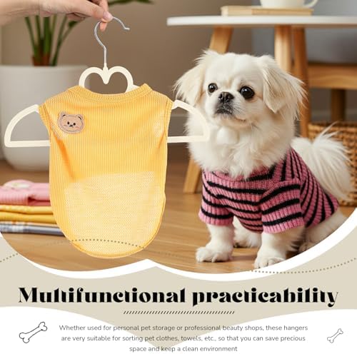 24 Pcs Pet Hangers 13'' Non-Slip Velvet Metal Hooks,Beige | 360° Swivel Rustproof Hooks, Space-saving for Dogs Cats, Home Closets and Grooming Salons, Small Pet Organizer