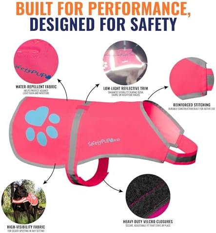 Reflective Dog Vest, Hi Vis Safety Gear for Low-Light Morning & Night Walks