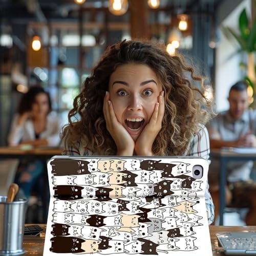 for Microsoft Surface Pro 7 Plus,Surface Pro 7/6/5/4 12.3" Tablet Case,Auto Wake/Sleep,Adjustable Stand Protective Cover - Cute Cat Pattern
