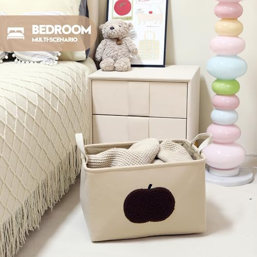 Sea Team Adorable Foldable Felt Storage Basket with Handles, Cute Printed Organizer Bin for Toys, Blankets, Clothes, 15.75 x 11.81 x 9.84 Inches