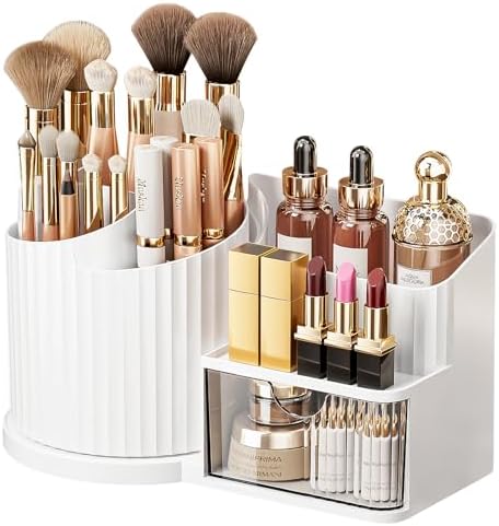 Anyoifax 360 Rotating Makeup Brush Holder Make Up Brushes Organizer, White