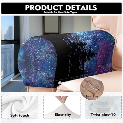 Galaxy Armrest Covers for Sofa Couch Arm Covers for Sofa 2 Pack Universal Size Scratch Resistant Protector Covers Soft Stretch Furniture Protector