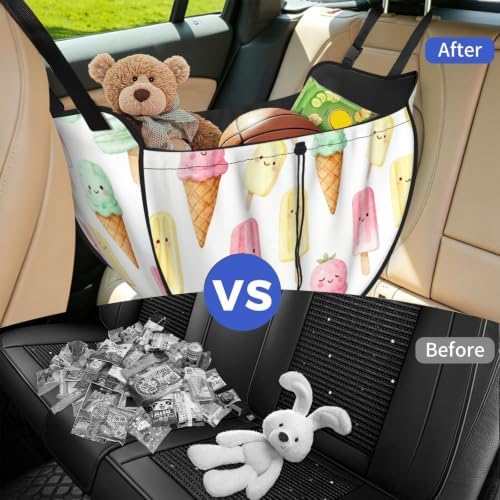 Ice Cream Paradise Car Seat Organizer-Backseat Storage Bag for Travel | Waterproof Durable. Holds Snacks Gear Essentials. Fits Most Cars.