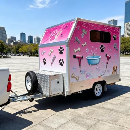 Commercial Mobile Pet Grooming Trailer Dog Grooming Station Trailer | Ideal for Professional Grooming Services with Practical Interior Design, Water Setup, Storage and Custom Solutions