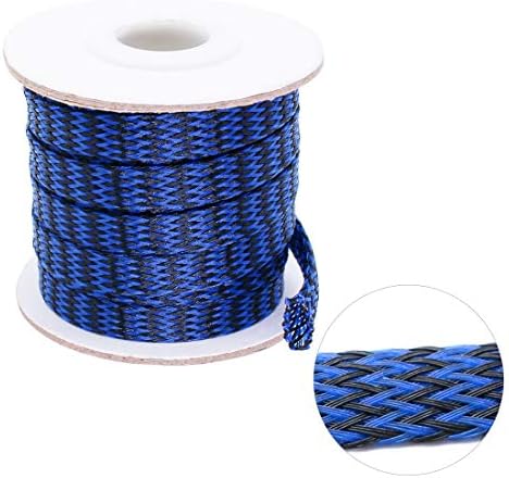 Black-Blue PET Expandable Sleeving Cord Protector Wire Loom Tubing Cable Sleeve for USB Charger Cable Power Cord Audio Video Cable Can Protect Cat Dog from Chewing Cords