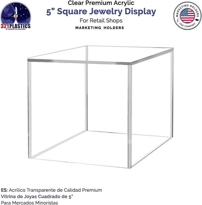 2 Pack Food Riser for Buffet Table Clear Acrylic Square Box 5" Display Stand Hollow Bottom No Lid for Catering and Events No Assembly by Marketing Holders