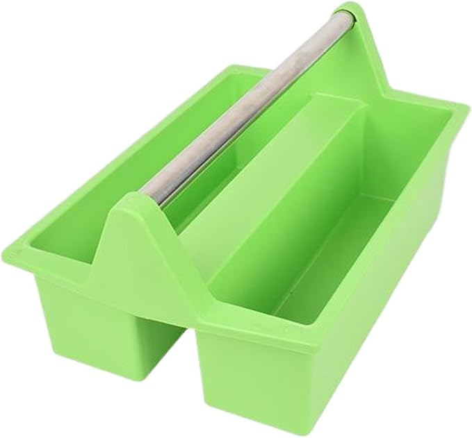 Plastic Storage Tool Tray Tote for Versatile Multiuse Tool Caddy with Attached Portable Handle Organize Carry Tools Farm Veterinary Tool Box Veterinary Medicine box (Stainless Steel Green Tray)