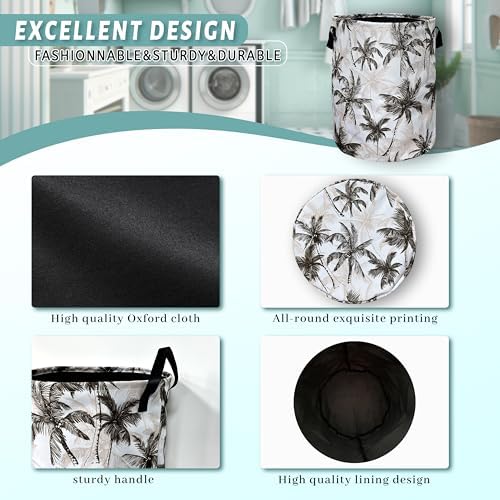 Tropical Palm Tree Laundry Basket Oxford Cloth Hamper 18.9"x16.5"