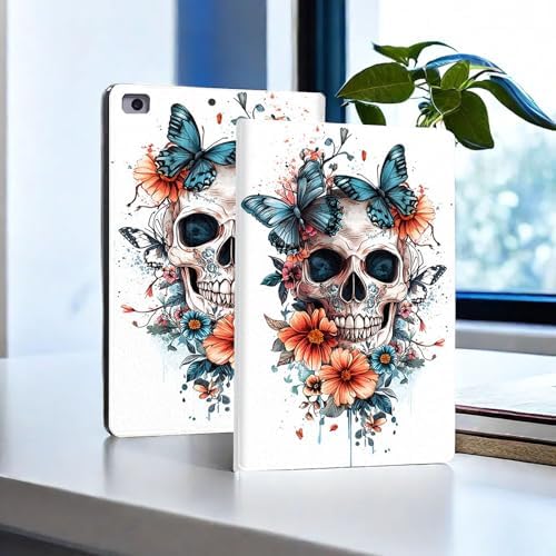 for Microsoft Surface Go 4/3/2/1-10.5" 2021 Tablet Case,Auto Wake/Sleep,Adjustable Stand Protective Cover - Skull Butterfly