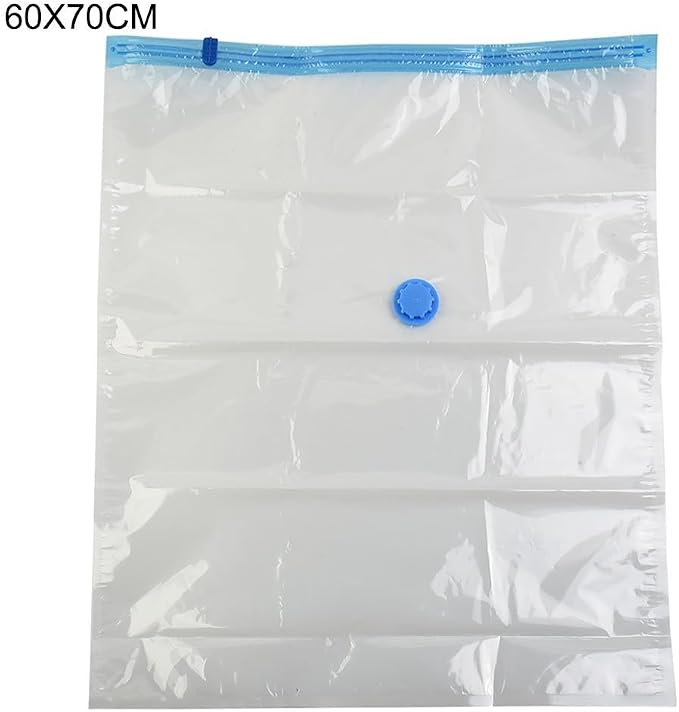 Transparent Vacuum Storage Bags for Clothes, Folding Compressed Space Saving Organizers, Large Size for Comforters, Blankets, Pillows, Seasonal Clothing, 7 Wire Thickness(60x70cm)