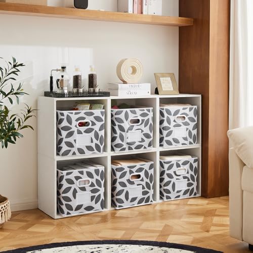 MAX Houser Foldable Fabric Storage Bins with Dual Plastic Handles, Grey | 4 pack cloth storage bins with dual carry handles, Foldable Storage Cubes Organizer Baskets, ideal for home bedroom closet