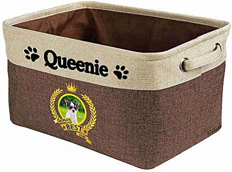 Custom Name Collapsible Dog Toy Storage Basket Bin World's Best Dog Chihuahua Foldable Pet Toy Box Closet Shelf Baskets Organizer for Bedroom Home Dog Cat with Handles Brown