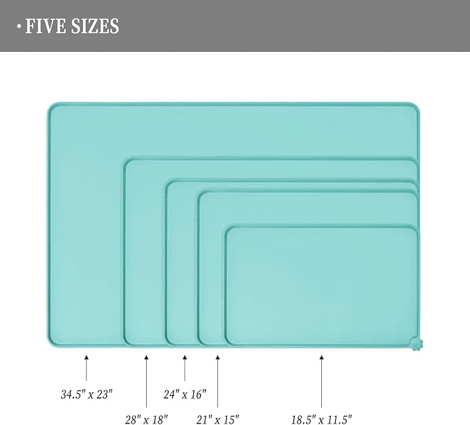 Reopet Waterproof Pet Feeding Mat, Non-Slip Silicone Placemats for Dog Cat Food and Water Bowl, High Raised Edges to Prevent Spills and Protect Floors