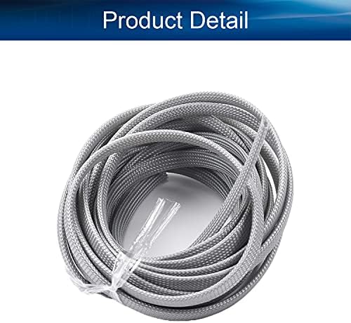 Bettomshin 1Pc 16.4Ft(5m) Cable Management Sleeve, 3/8"(10mm) Width PET Grey Cord Protector, Wire Loom Tube Insulated Split Sleeving for USB Cable Power Cord Organizer Video Cable Hider