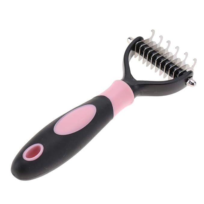 Deshedding Dog Brush, Cat Brush Dog Brush for Shedding Dog Rake Double Sided Undercoat Rake Comb for Detangling, Deshedding Pet Grooming Brush for Small, Medium Dogs and Cats