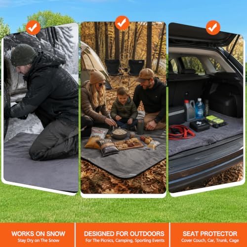 REDCAMP 79"x59"Large Outdoor Camping Blanket Sherpa Fleece Lining, Black | Cold Weather Warm Thick Outdoor Blanket Comfy Foldable & Windproof for Camping Stadium,Car,Picnics,Pet,Trip,Machine Washable