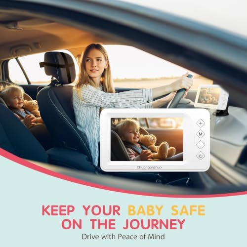 S100P Baby Car Camera with Ultra Night Vision, 5'' HD 1080P IPS Baby Car Monitor with 3X Zoom, Backseat/Carseat/Rear Seat Camera USB, Easy No-Damage Install, Safety for Infants and Pets (5 inch White)