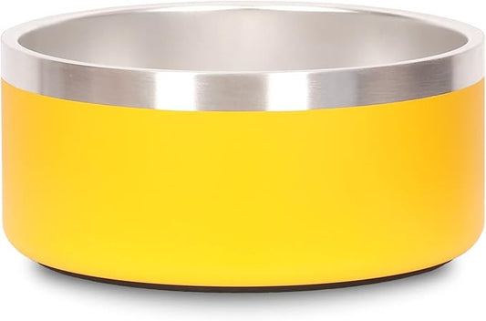 Large Dog Water Bowl Yellow Stainless Steel Dogs Bowls Outdoor Insulated No Spill Pet Food Bowl for Large Dogs Cats & Pet Gifts for Dog Lover Mom Girl Dad, (Yellow)