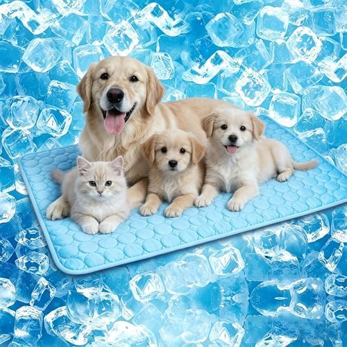Portable Dog Cooling Mat, Q-Max 0.4 Non Slip Washable Pet Bed Pad | Fortable Washable Cooling Mat for Dogs, Fits Small Medium Large Dogs Cats Indoor Outdoor Use Heat Relief Pet Cool Bed