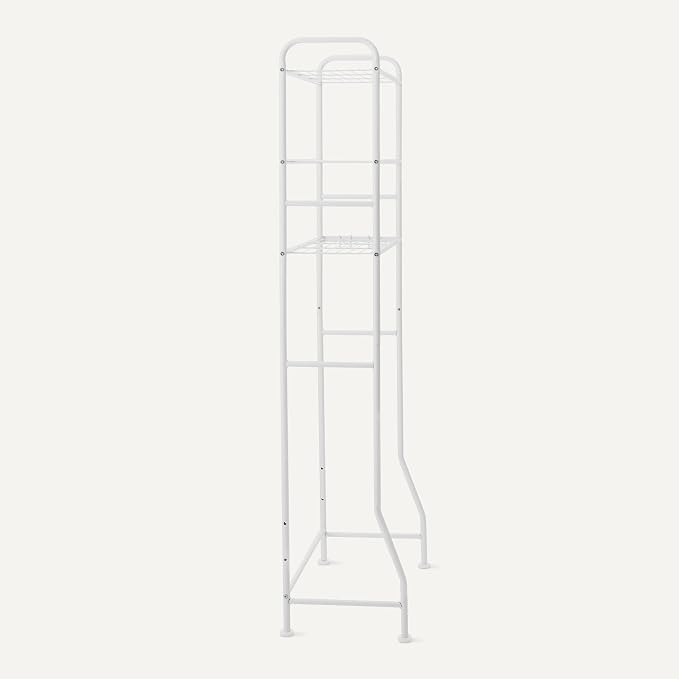 Amazon Basics Over the Toilet Storage Organizer, 3-Tier with 2 Paper Holders, 13.8 x 31.9 x 64.9 Inches, White
