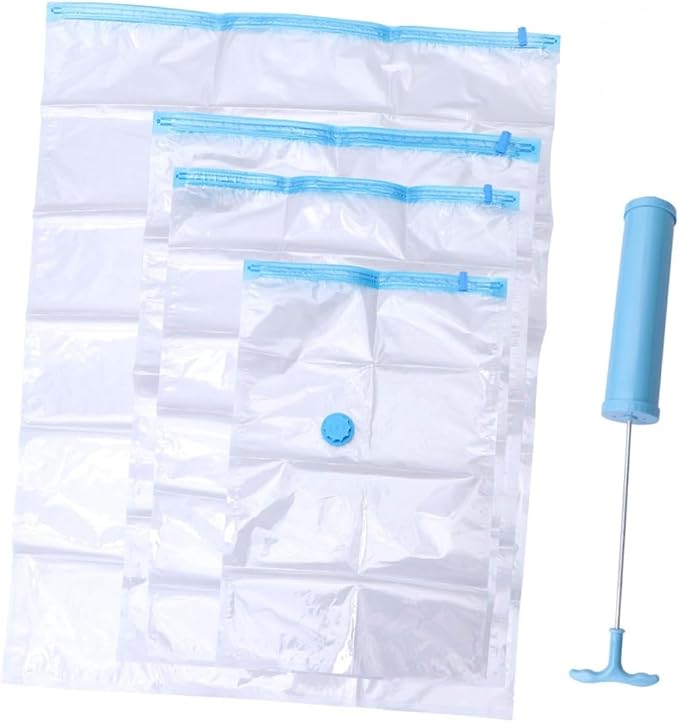 Vacuum Seal Bags for Clothing 10 Pack Manual Air Pump Space Saver Compression Bags for Bed Sheets Pillowcases