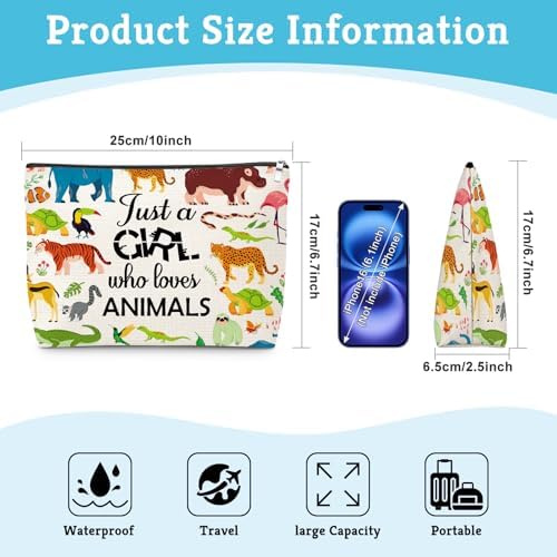 Animal Lovers Gifts for Women Makeup Bag Wildlife Animals Themed Gifts Ideas Birthday Graduation Gift for Her Animals Lover Daughter Sister Women Friends Travel Pouch Cosmetic Bag with Zipper